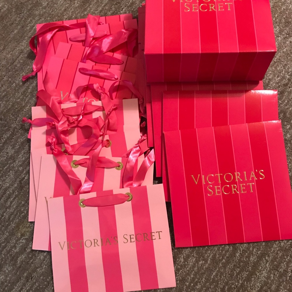 Victoria’s Secret shopping bags and silk wrapping paper 
bundle of 80 pieces